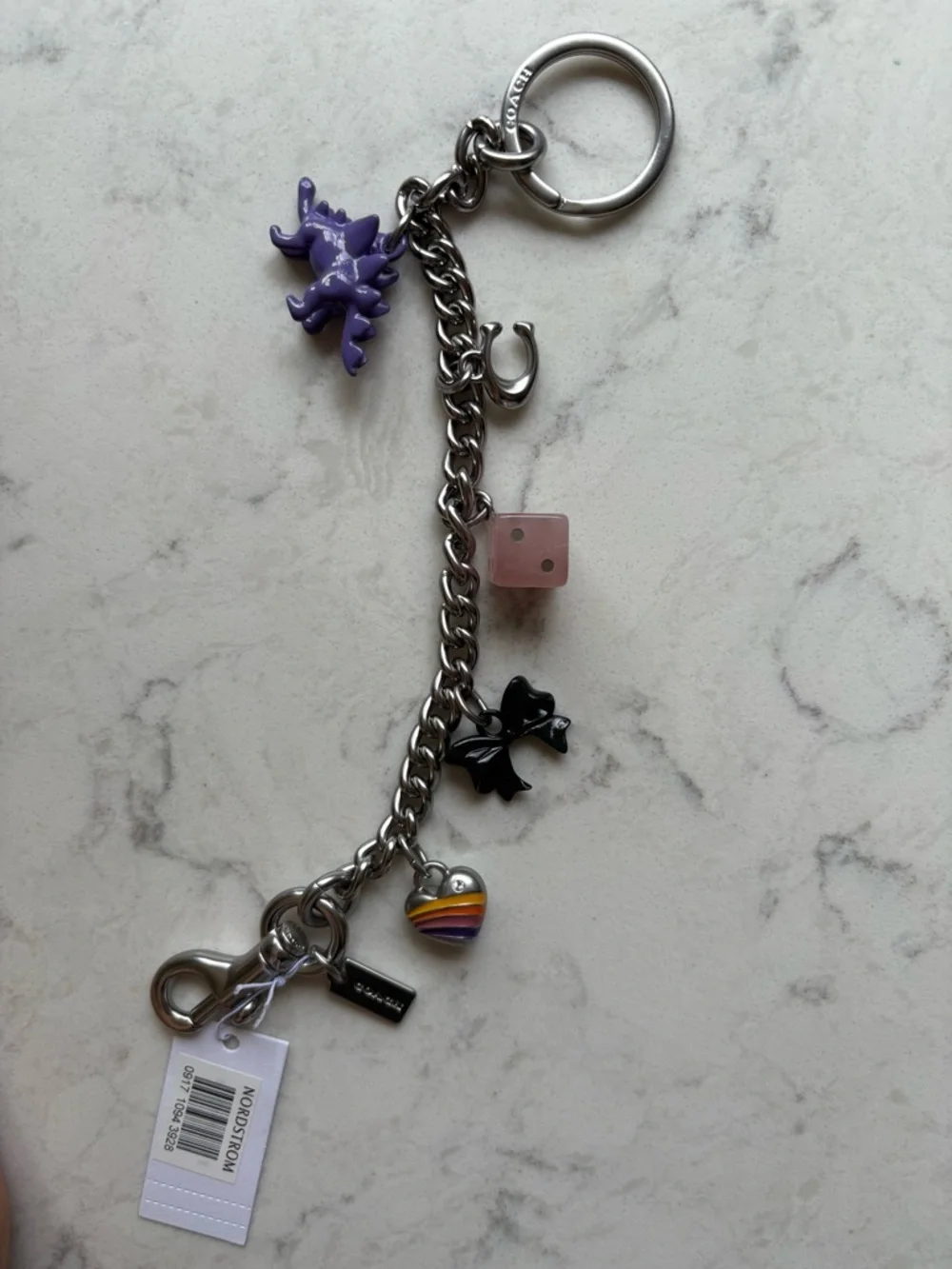 Coach Charm Keyring with Colorful Charms Bag Charm Chain
